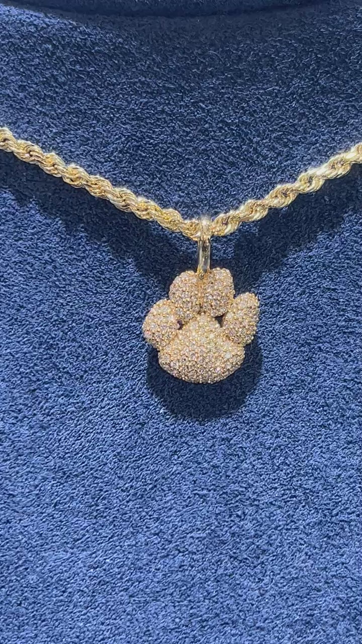 Custom Bubbly Dog Paw Silver Pendant