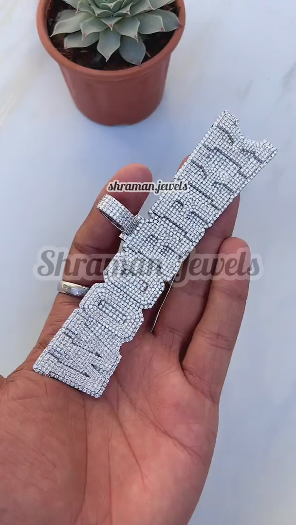 Custom Letter Diamond Pendant 14K Solid White Gold - 16.47 CTW