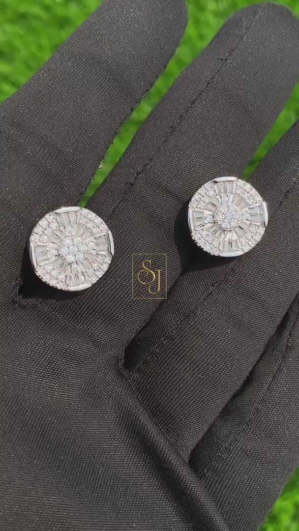 Diamond Cluster Iced Out Earrings 14K solid Gold – 1.18 CTW