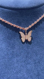 Butterfly Diamond Pendant 14K Solid Gold - 0.40 CTW