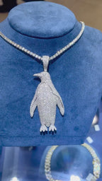 Penguin Diamond Pendant 14K Solid Gold - 16.25 CTW