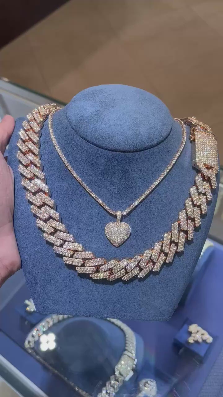 Bubbly Heart Diamond Pendant 10K Solid Gold - 1.25 CTW