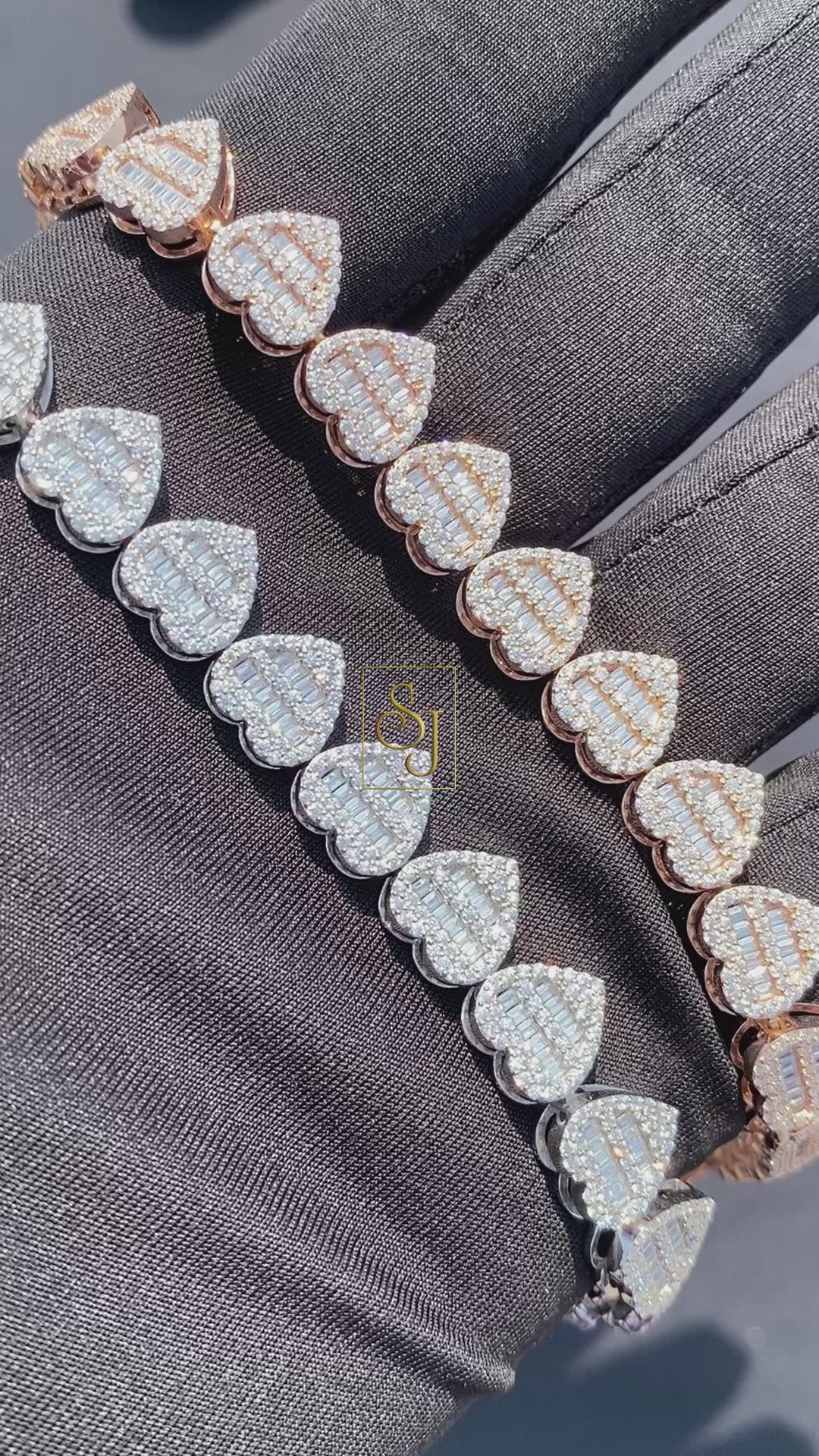 Premium Fancy VVS Baguette Heart Tennis Bracelet for Women/Men