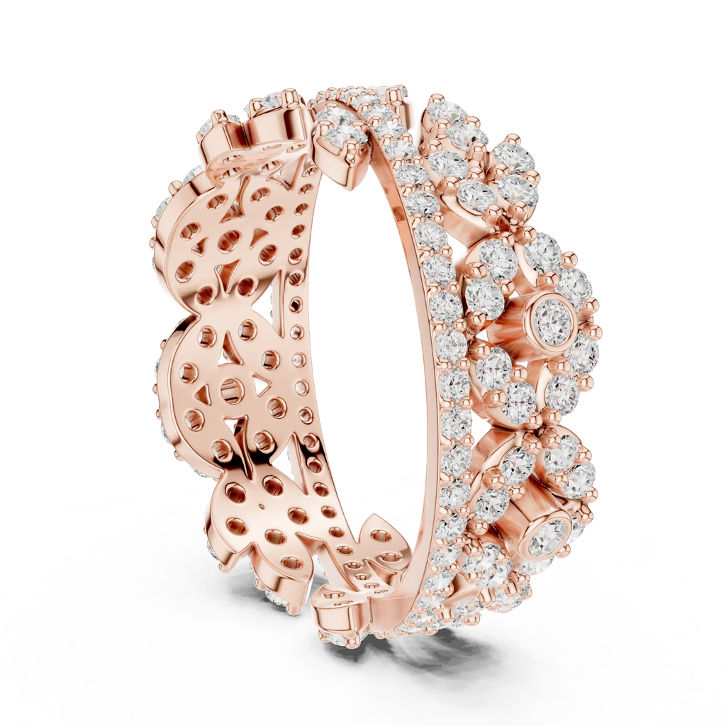 1.22 CTW White Gold D Color Moissanite Leaf Vine Eternity Wedding Band