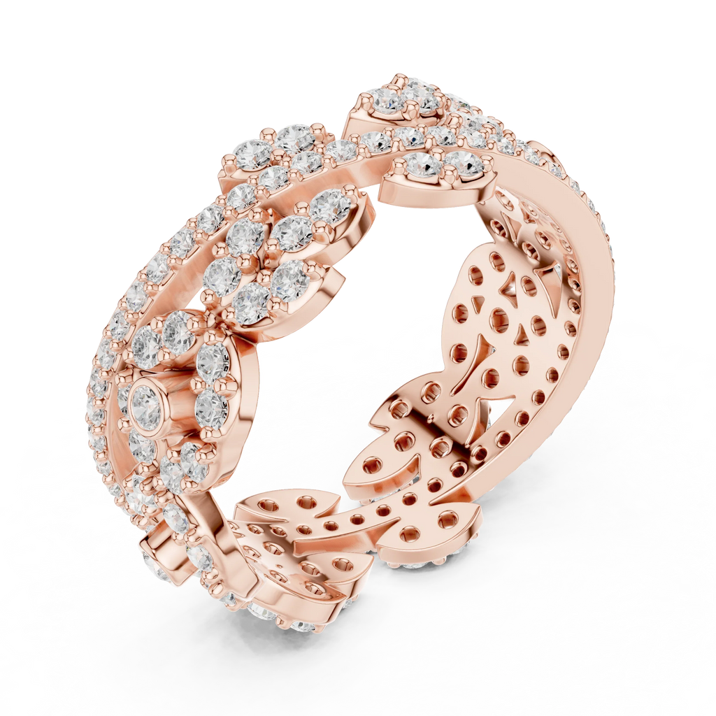 1.22 CTW White Gold D Color Moissanite Leaf Vine Eternity Wedding Band