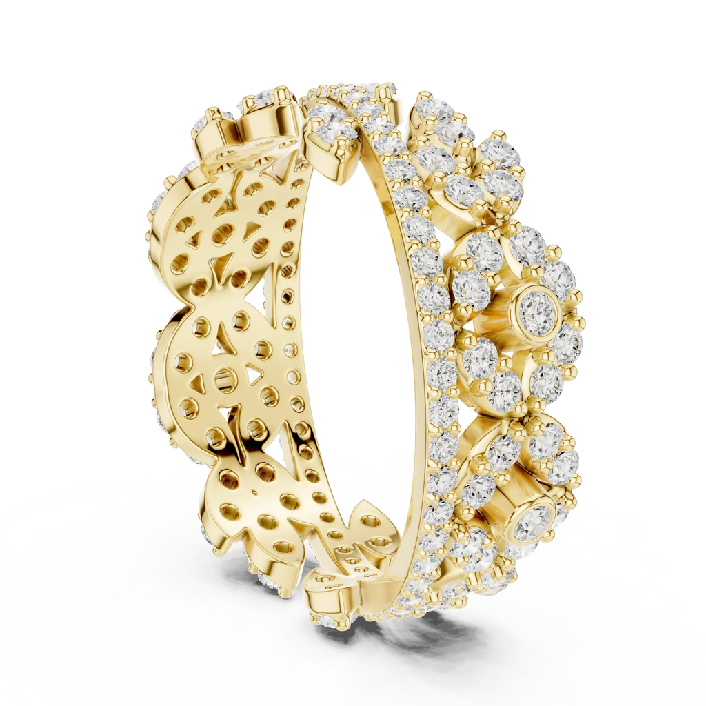 1.22 CTW White Gold D Color Moissanite Leaf Vine Eternity Wedding Band