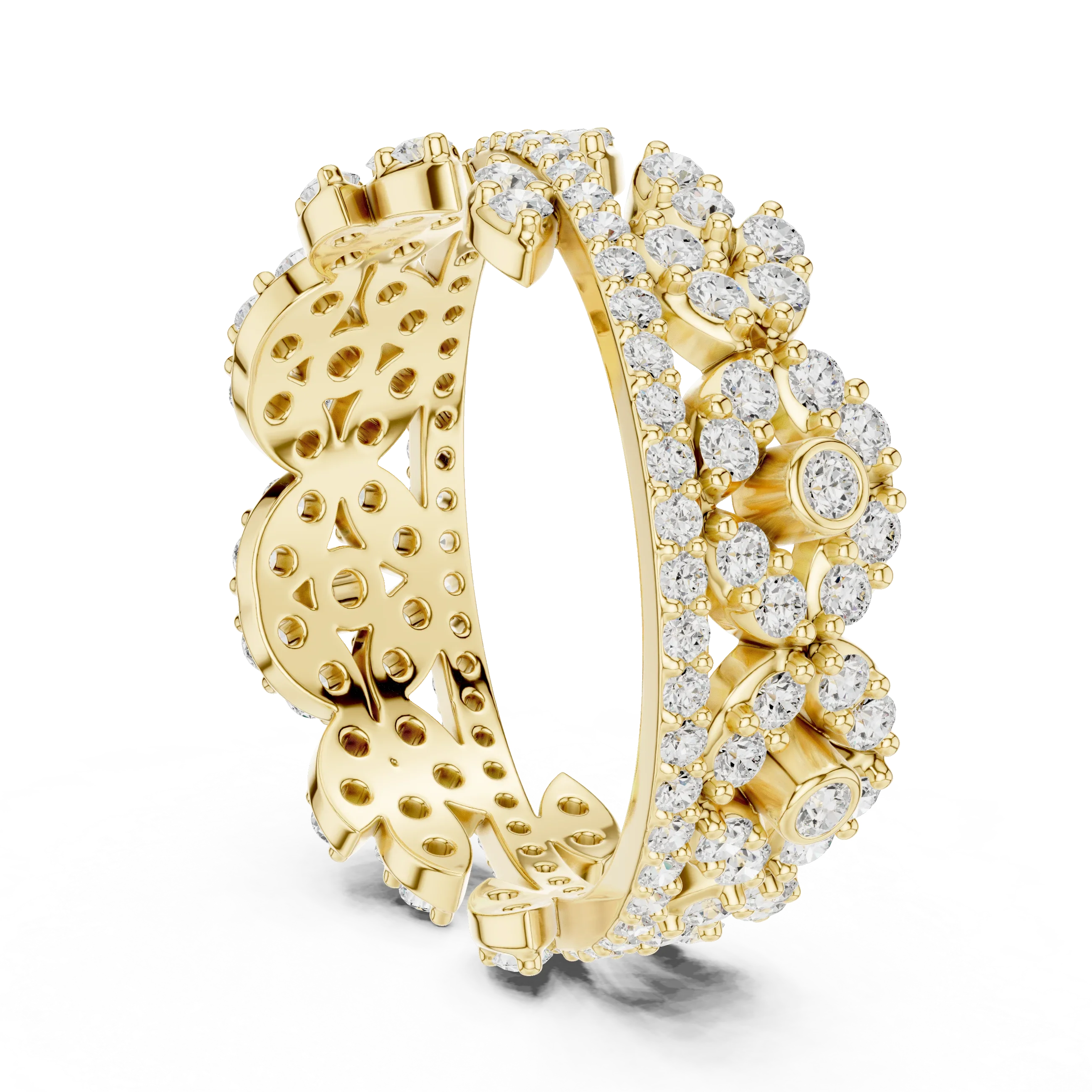 1.22 CTW White Gold D Color Moissanite Leaf Vine Eternity Wedding Band