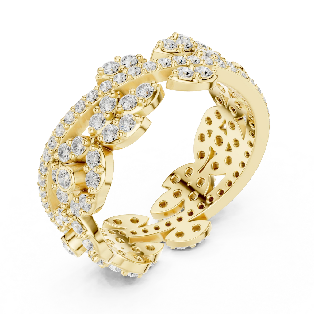 1.22 CTW White Gold D Color Moissanite Leaf Vine Eternity Wedding Band