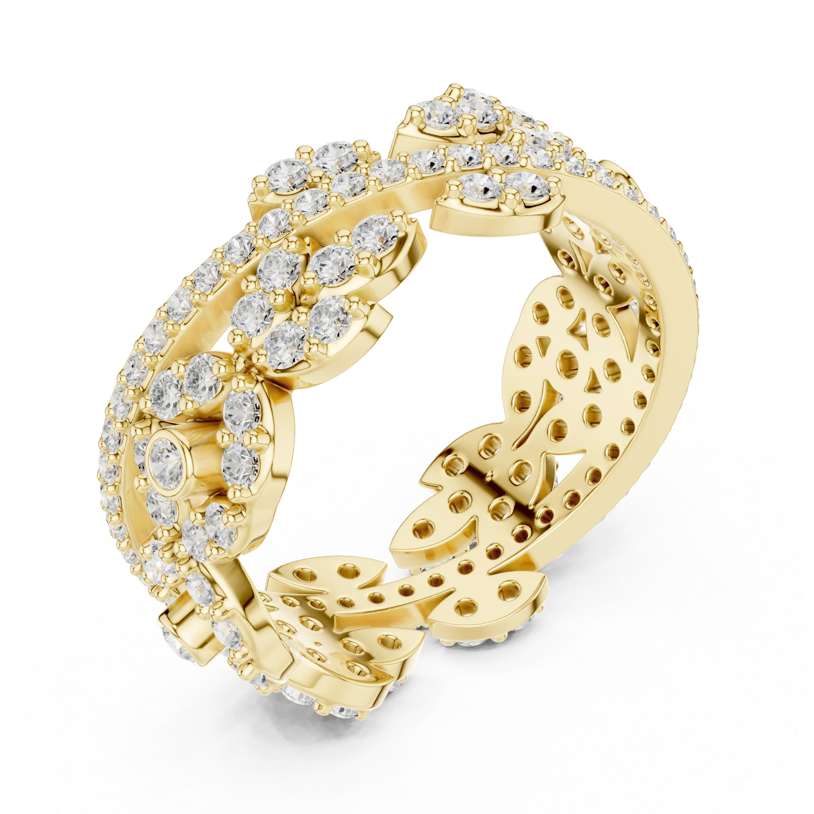1.22 CTW White Gold D Color Moissanite Leaf Vine Eternity Wedding Band