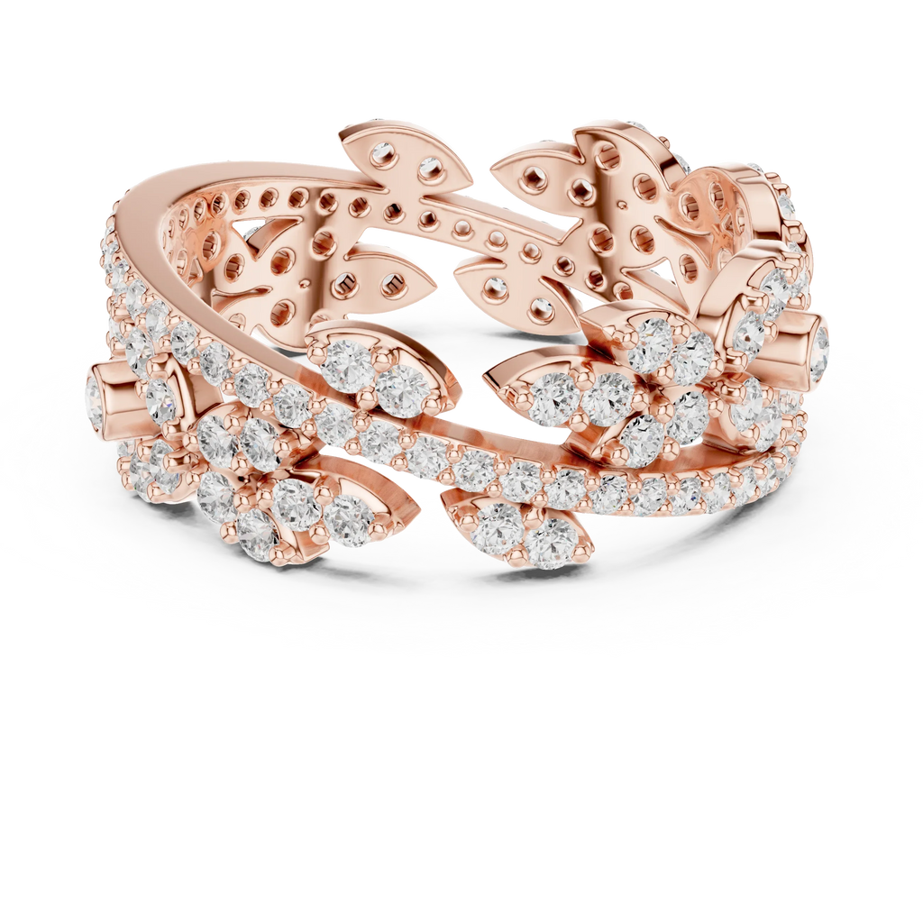 1.22 CTW White Gold D Color Moissanite Leaf Vine Eternity Wedding Band