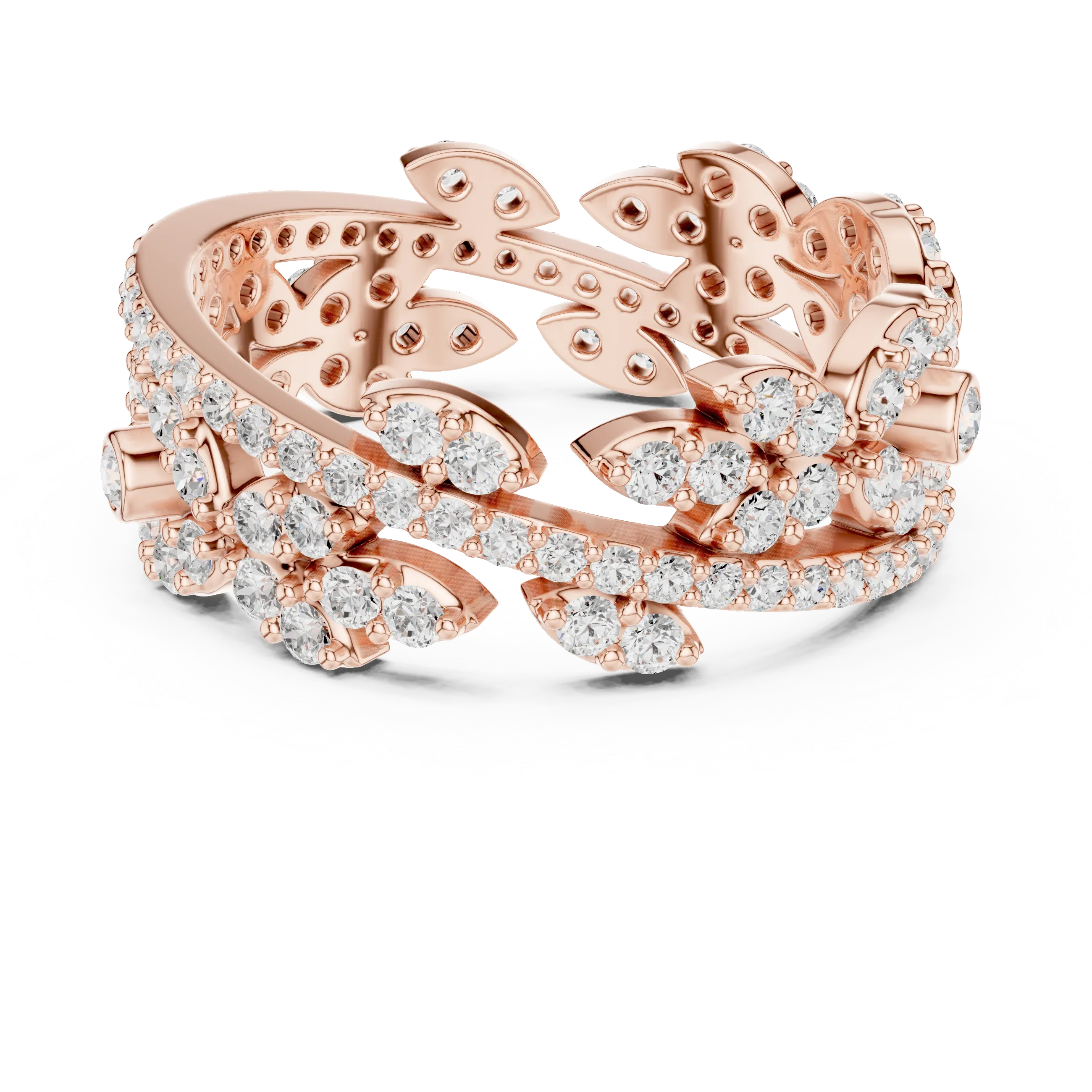1.22 CTW White Gold D Color Moissanite Leaf Vine Eternity Wedding Band