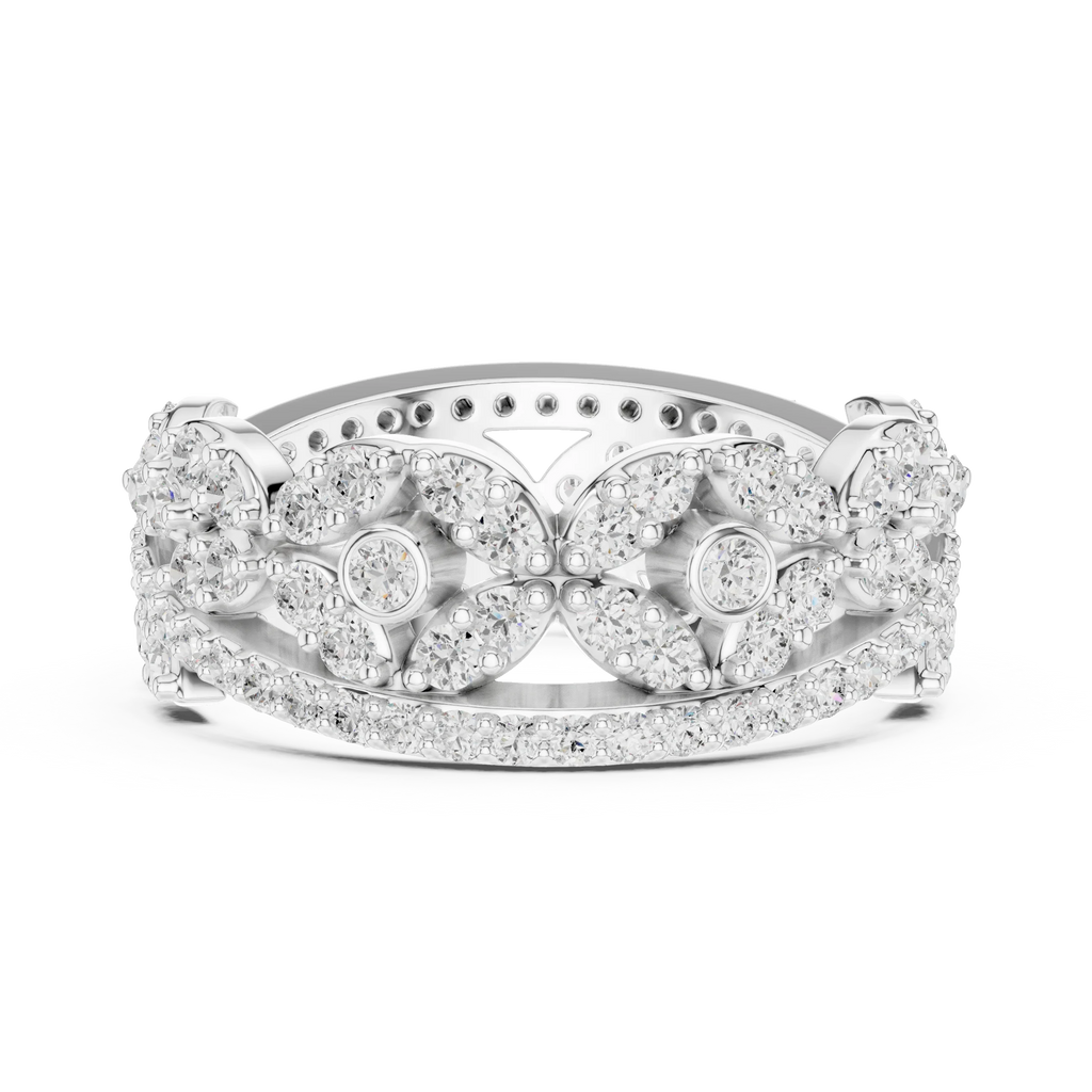 1.22 CTW White Gold D Color Moissanite Leaf Vine Eternity Wedding Band