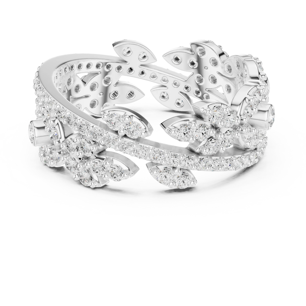 1.22 CTW White Gold D Color Moissanite Leaf Vine Eternity Wedding Band