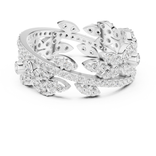 1.22 CTW White Gold D Color Moissanite Leaf Vine Eternity Wedding Band