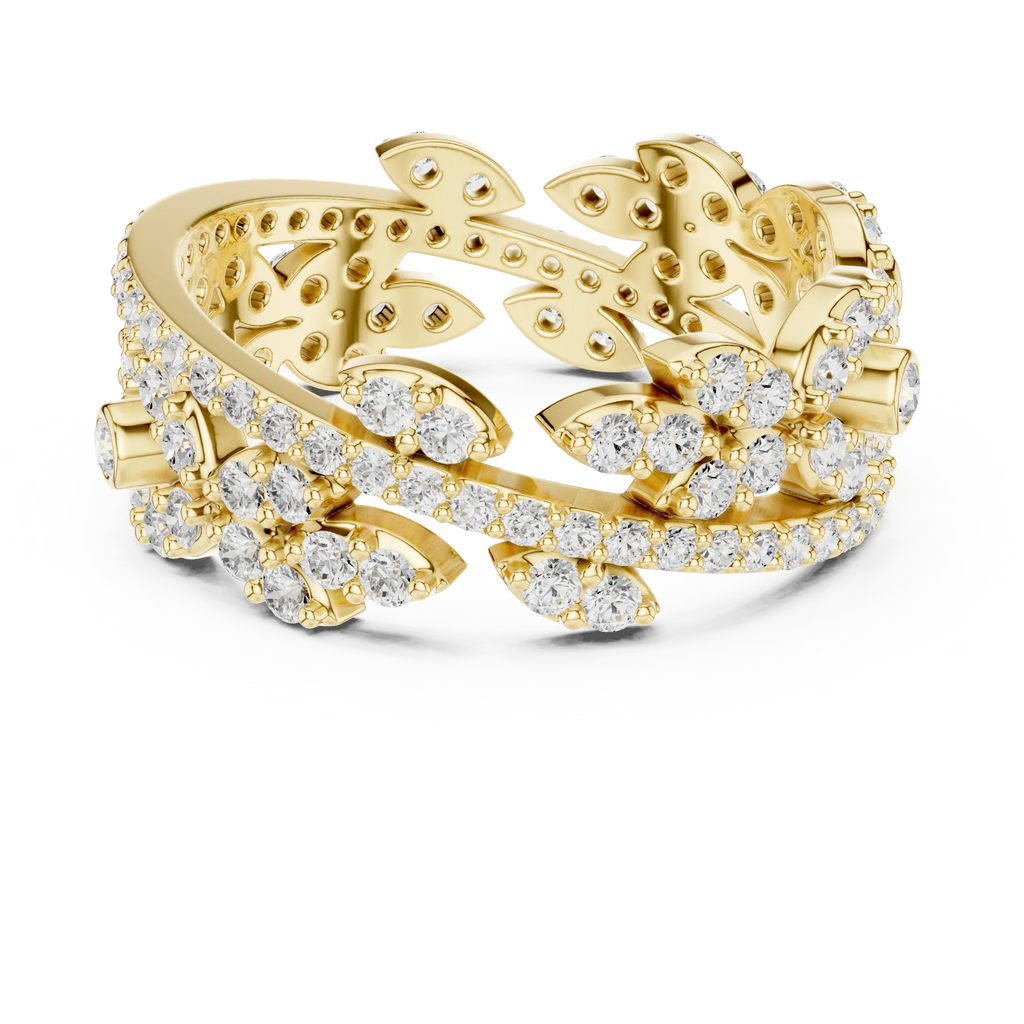 1.22 CTW White Gold D Color Moissanite Leaf Vine Eternity Wedding Band