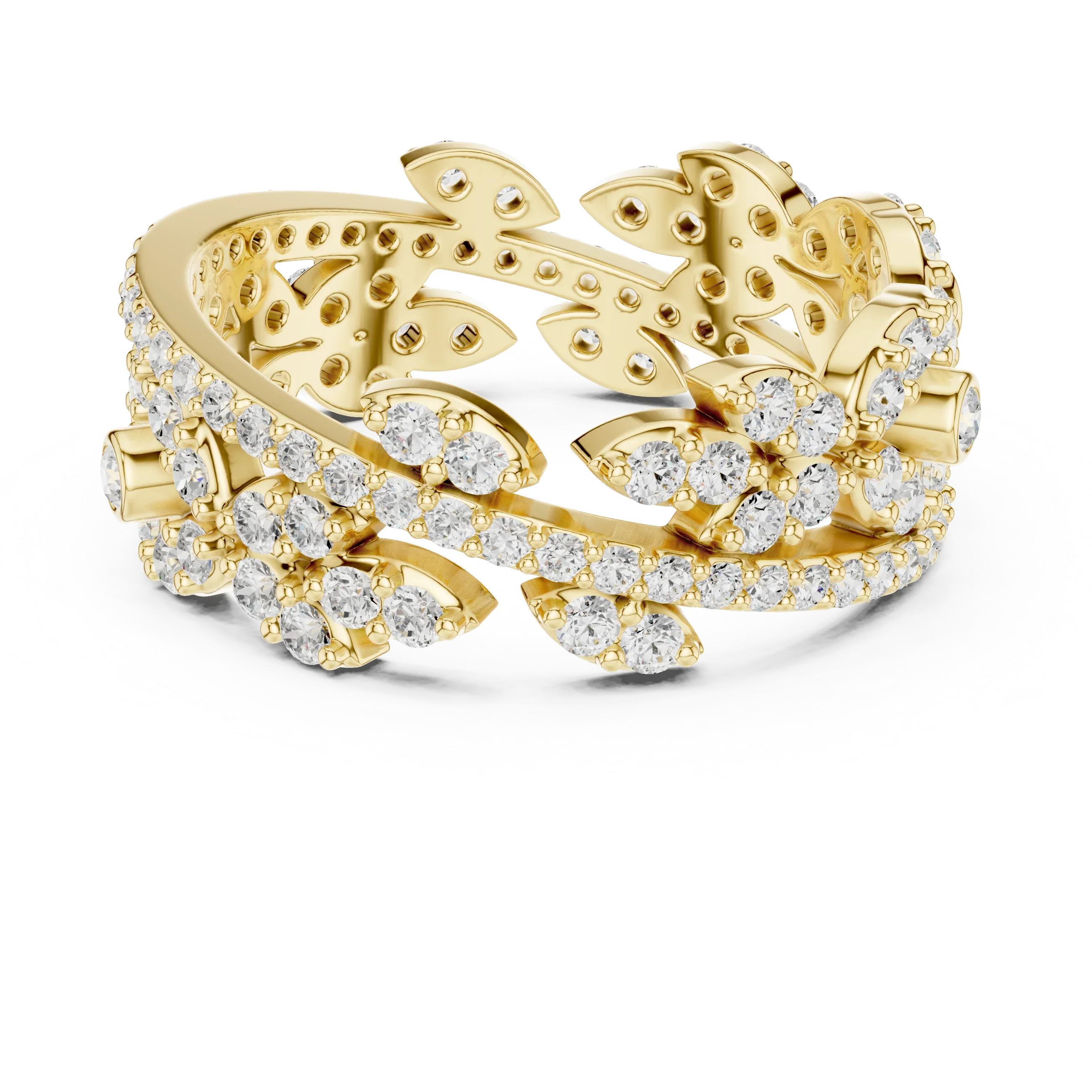 1.22 CTW White Gold D Color Moissanite Leaf Vine Eternity Wedding Band