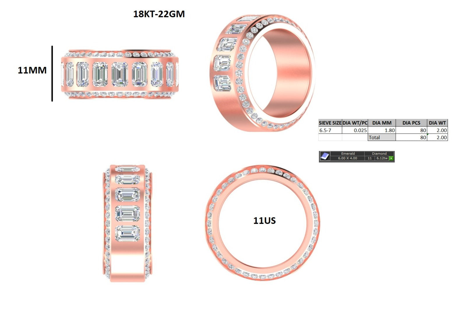 18K SOLID YELLOW GOLD WITH LAB GROWN DIAMONDS.