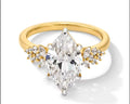 14K Solid Gold With Lab Grown 3 Carat D VVS Marquise Diamond Ring.