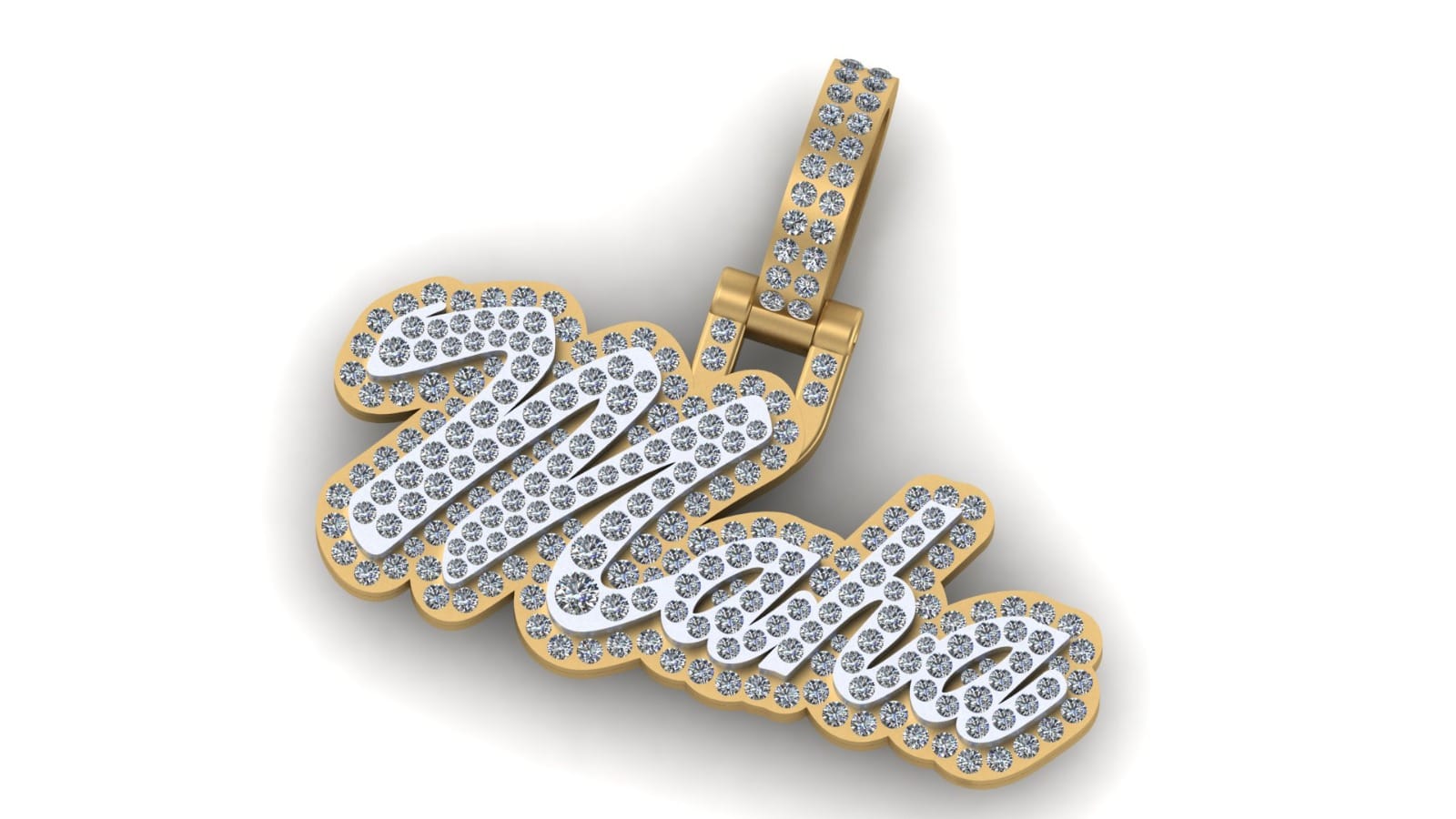 10K Solid Two Tone Gold With Lab Grown Diamonds Pendant.