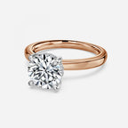 Round Cut Two Tone Hidden Halo Engagement Ring