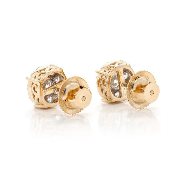 Round Diamond Cluster Earrings – 1.5 CTW