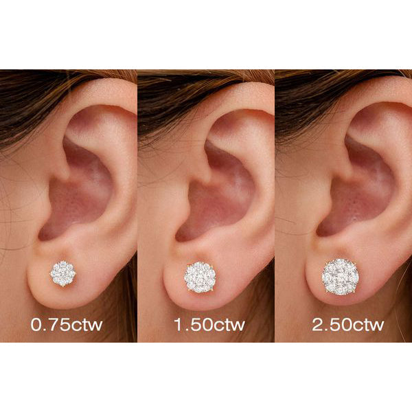 Round Diamond Cluster Earrings – 1.5 CTW