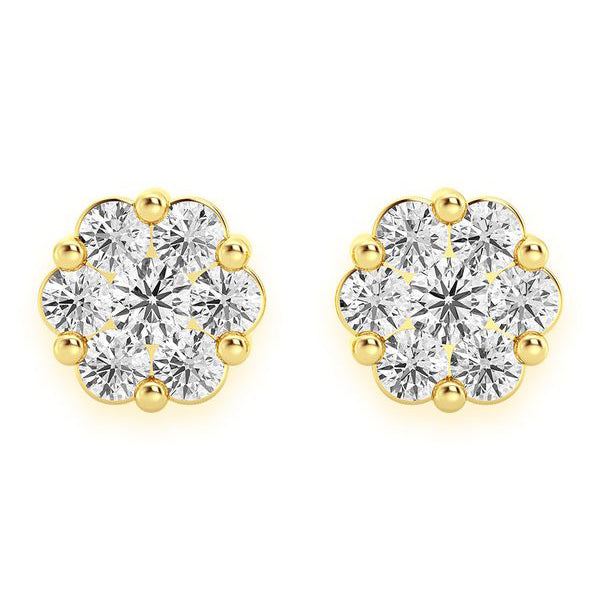Diamond Cluster Earrings – 1 CTW