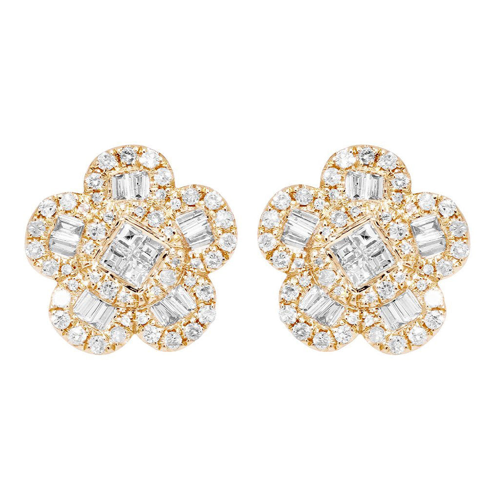 Flower Diamond Stud Earring – 3.5 CTW