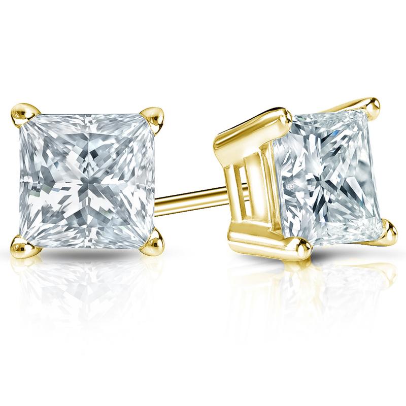 2.00 Tcw IGI Certified Princess Diamond Stud Earring
