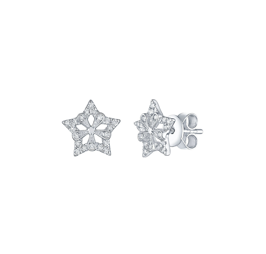 Star Shape Diamond Cluster Earrings