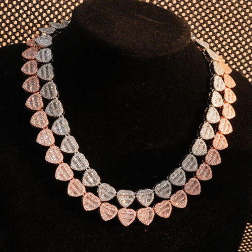 10MM Heart Baguette Diamond Tennis Chain