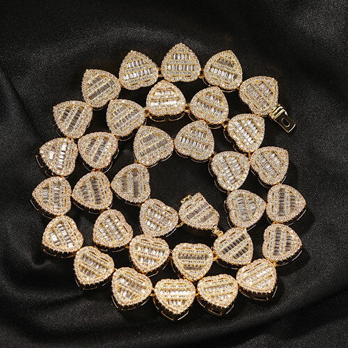 10MM Heart Baguette Diamond Tennis Chain