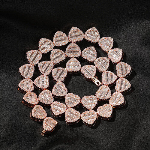 10MM Heart Baguette Diamond Tennis Chain