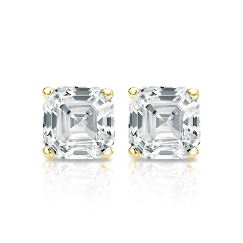 2.00 Tcw IGI Certified Asscher Diamond Stud Earring