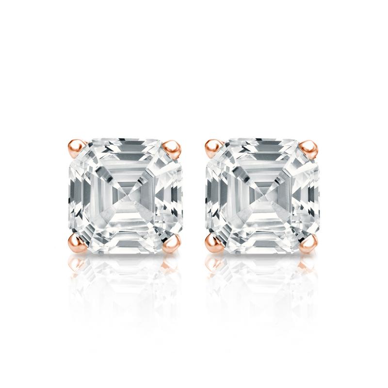 2.00 Tcw IGI Certified Asscher Diamond Stud Earring
