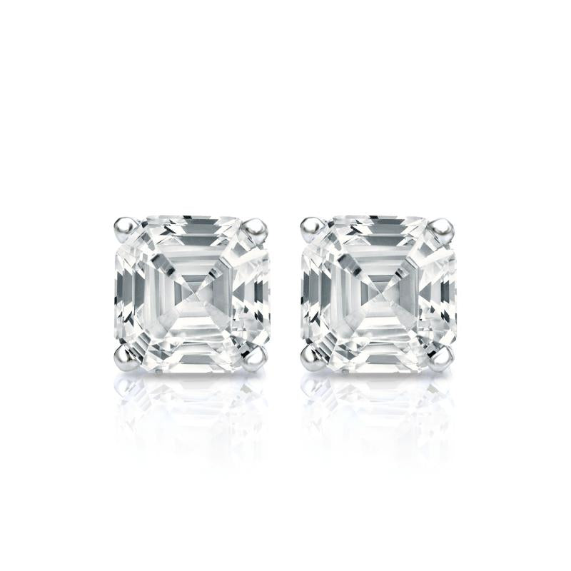 2.00 Tcw IGI Certified Asscher Diamond Stud Earring