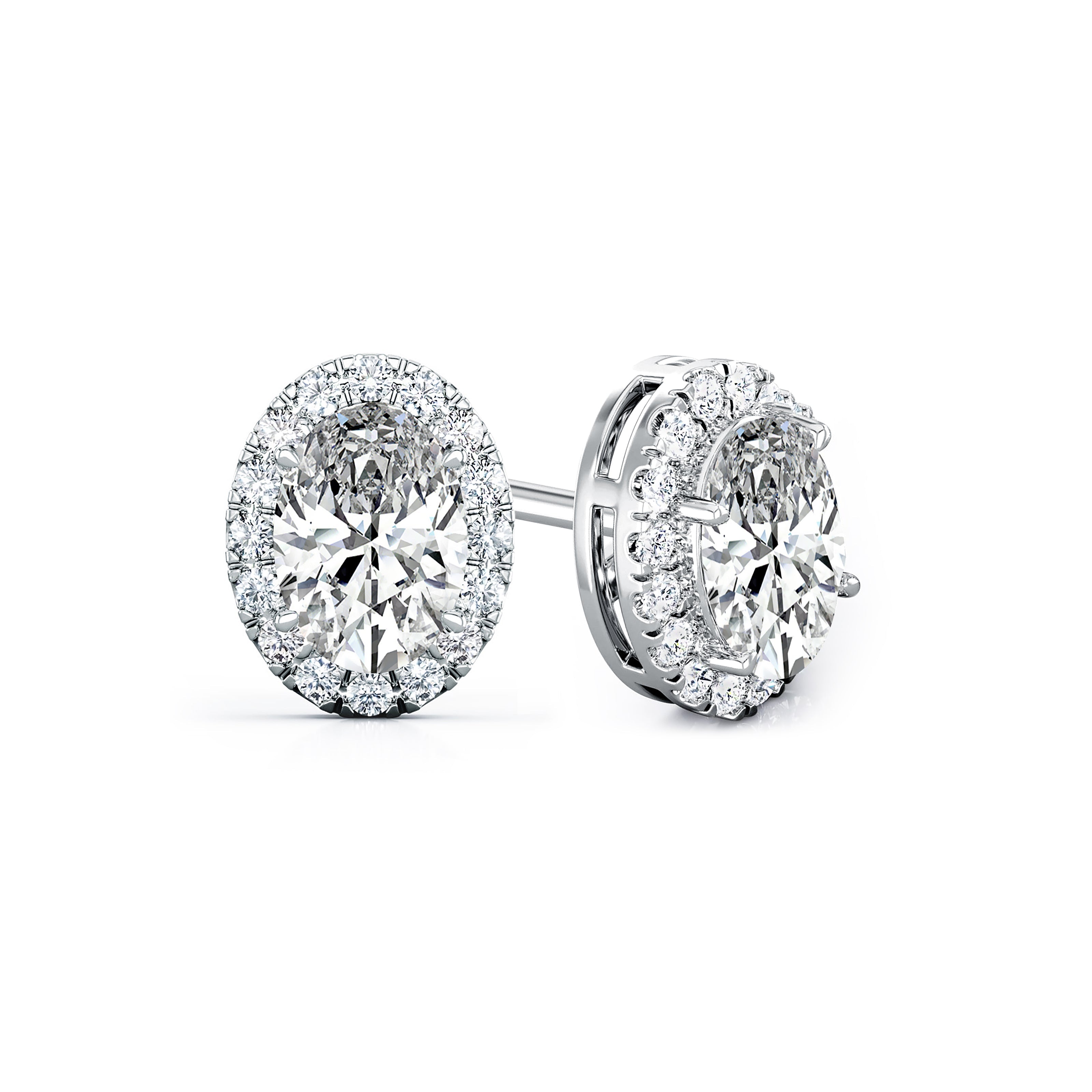 Oval Cut Diamond Halo Stud Earring