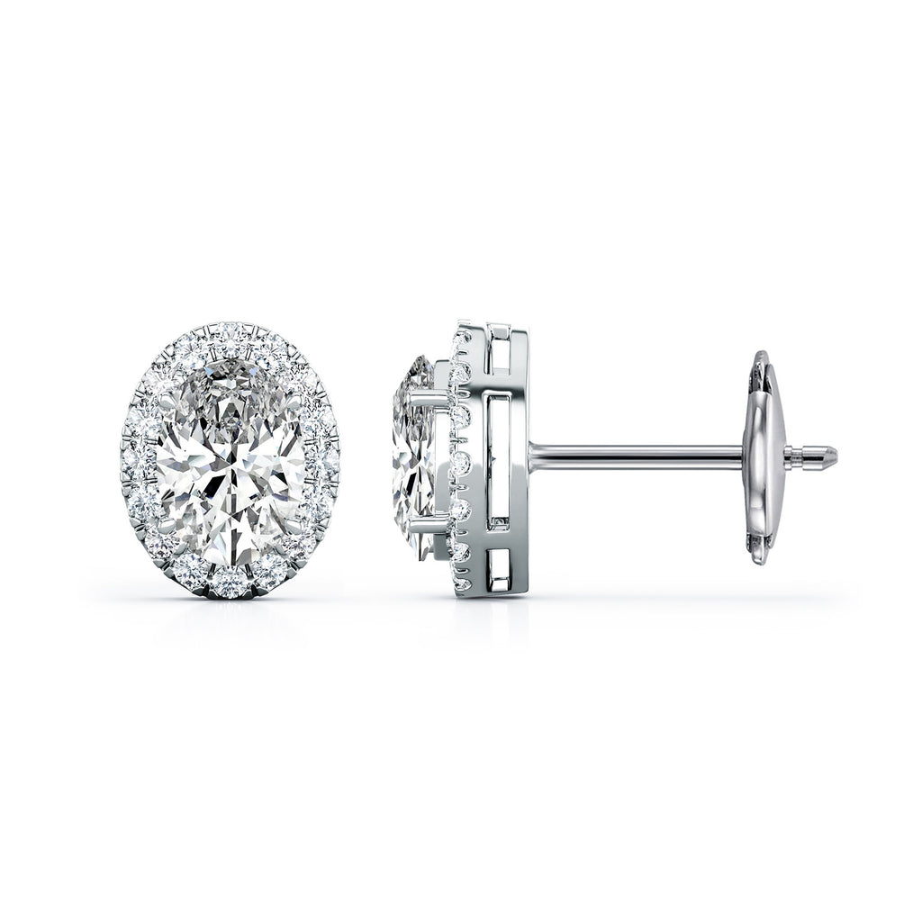 Oval Cut Diamond Halo Stud Earring