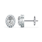 Oval Cut Diamond Halo Stud Earring