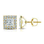 Princess Cut Diamond Halo Stud Earring