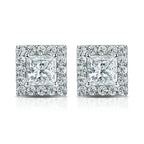 Princess Cut Diamond Halo Stud Earring