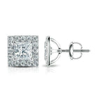 Princess Cut Diamond Halo Stud Earring