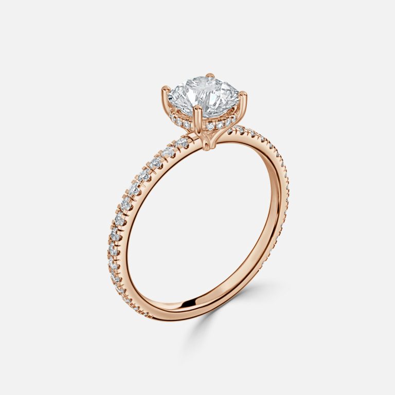 Unique Round Cut Pave set Diamond Ring