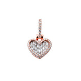 Round & Baguette  Diamond Heart Pendant