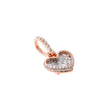Round & Baguette  Diamond Heart Pendant