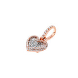 Round & Baguette  Diamond Heart Pendant