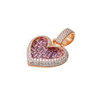 Unique Round & Baguette  Diamond Heart Pendant
