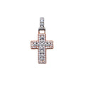 Small Diamond Cross Pendant Necklace Two?Tone Gold - 3.74 CTW