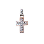 Small Diamond Cross Pendant Necklace Two?Tone Gold - 3.74 CTW