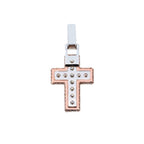 Small Diamond Cross Pendant Necklace Two?Tone Gold - 3.74 CTW